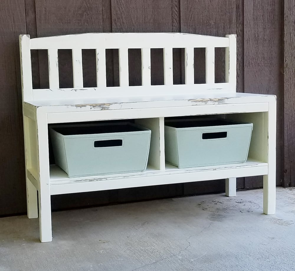 Cottage Bench with Storage Cubbies - Image 1