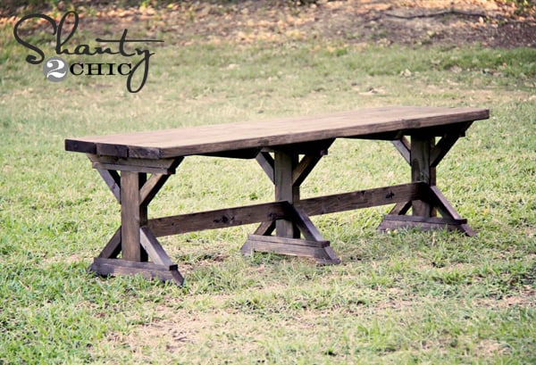 Fancy X Farmhouse Bench woodworking plan