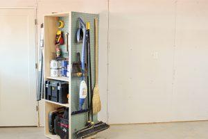 DIY Lazy Susan Garage Storage Cabinet woodworking plan