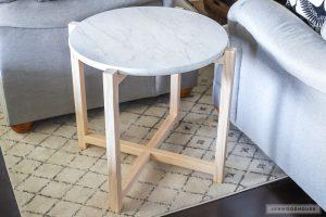 Round Marble and Wood Side Table woodworking plan