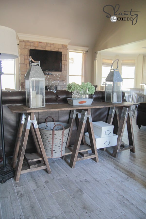 DIY Sawhorse Console Table woodworking plan