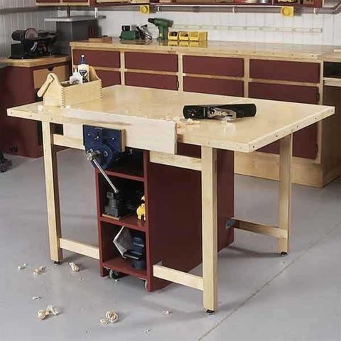 Downloadable Woodworking Project Plan to Build Drop-Leaf Workbench - Image 1