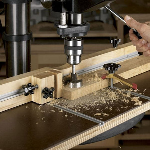 Woodworking Project Paper Plan to Build Feature Packed Drill-Press Table woodworking plan