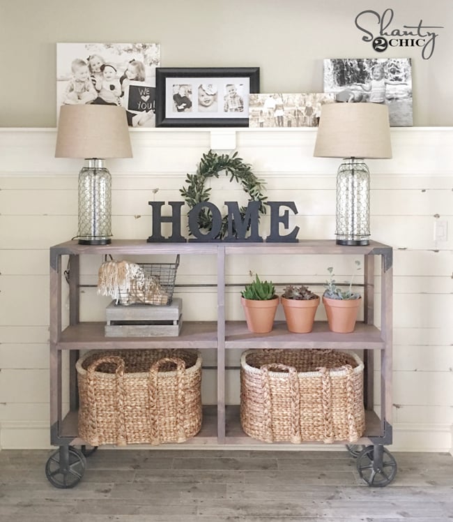 DIY Industrial Cart Console Table woodworking plan