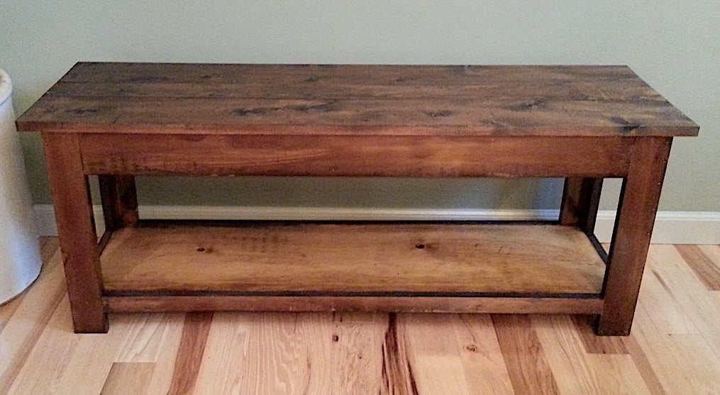 Pine Board Flip Top Storage Bench - Image 1