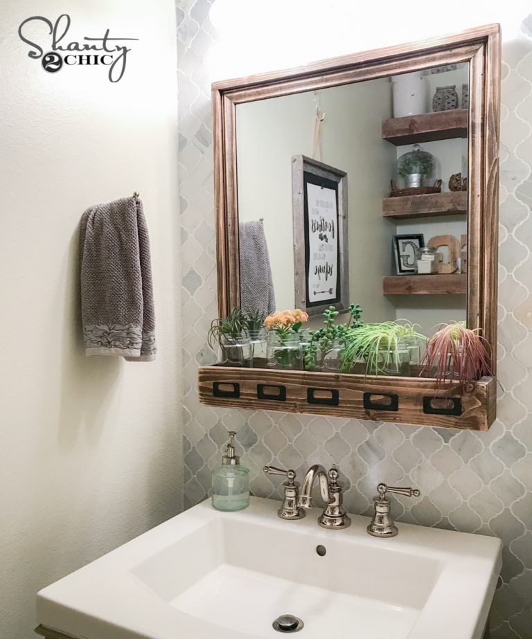 DIY Farmhouse Storage Mirror and YouTube Video Tutorial - Image 1