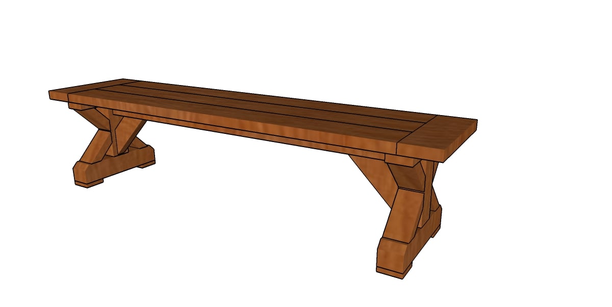 6 FT FARMHOUSE BENCH PLANS – PDF DOWNLOAD - Image 1
