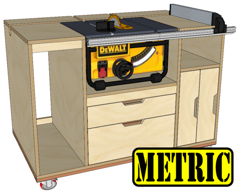 Table Saw Mobile Workstation – Metric Build Plans | Woodworking Plans, Table Saw Workbench, Workshop Cabinets