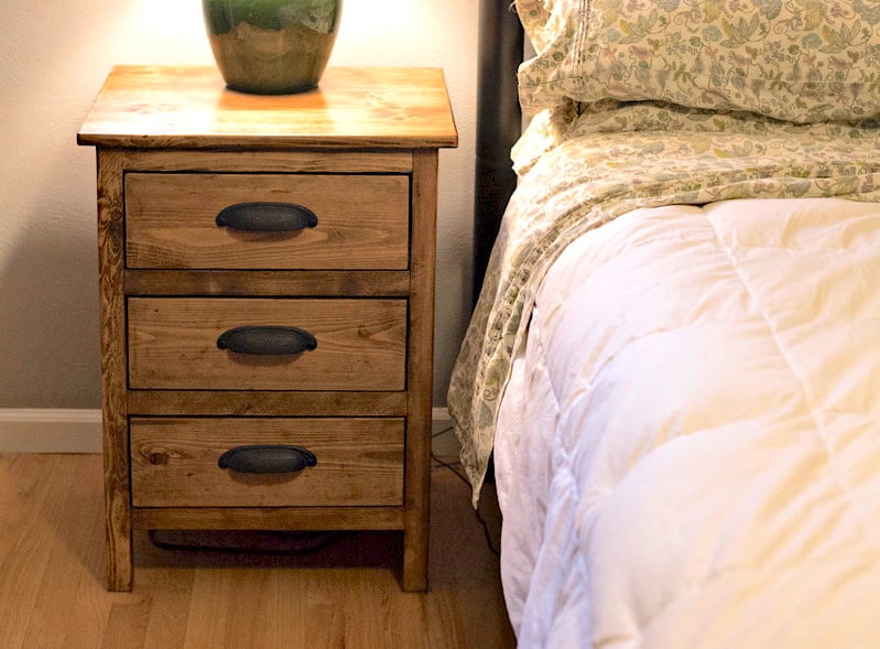 Reclaimed Wood Look Bedside Table - Image 1