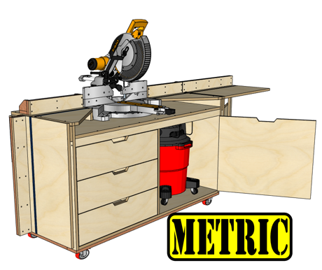Mobile Miter Saw Station – Metric Build Plans woodworking plan