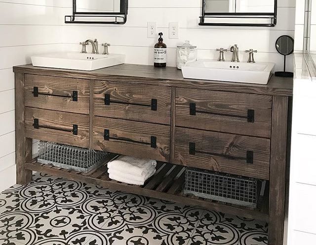 Rustic Farmhouse Double Bath Vanity with AngelaRoseDIYHome woodworking plan
