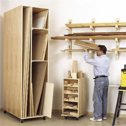 Woodworking Project Paper Plan to Build Triple-Threat Storage for Lumber, Scraps and Sheet Goods woodworking plan
