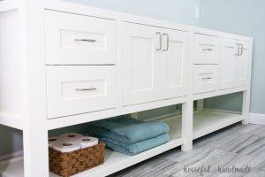 Mission Style Open Shelf Bathroom Vanity woodworking plan