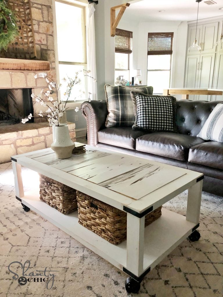 DIY Barn Wood Cart Coffee Table woodworking plan