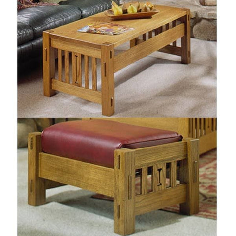 Woodworking Project Paper Plan to Build Arts and Crafts Coffee Table and Ottoman woodworking plan