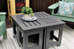 Outdoor Coffee Table with 4 Hidden Side Tables - Image 1