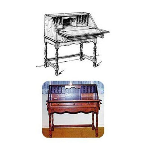 Woodworking Project Paper Plan to Build Drop Front Desk with Spindle Legs woodworking plan