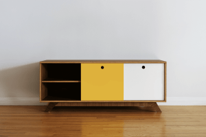 Mid-Century Modern Plywood Media Console - Image 1