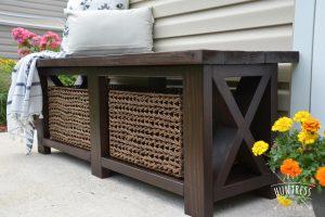 DIY Rustic X Bench With Shelf - Image 1