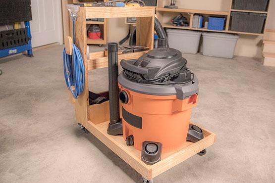 Shop Vacuum Cart with Onboard Storage woodworking plan