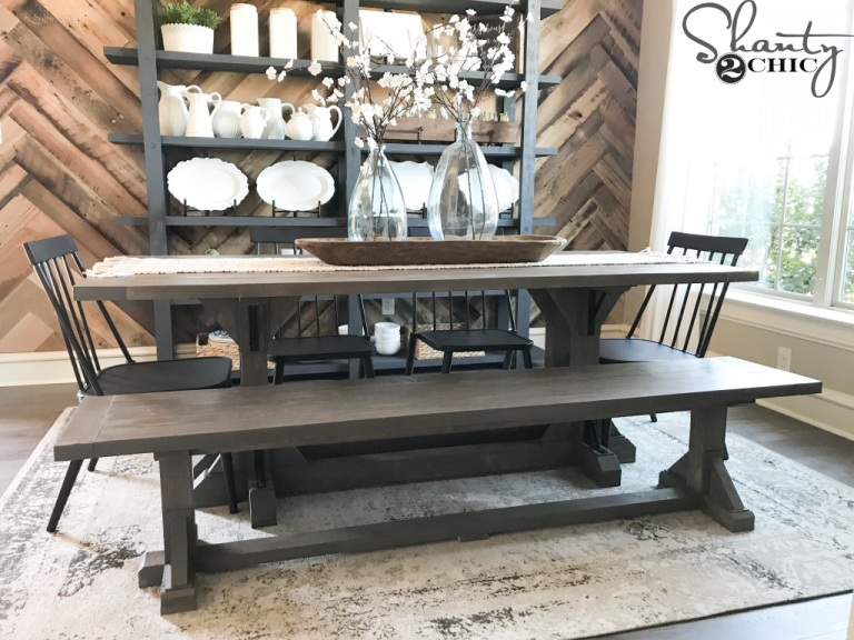 DIY Industrial Corbel Dining Bench woodworking plan
