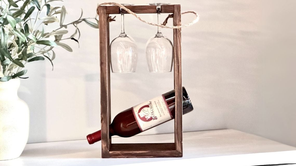 Modern Wine and Glasses Caddy woodworking plan