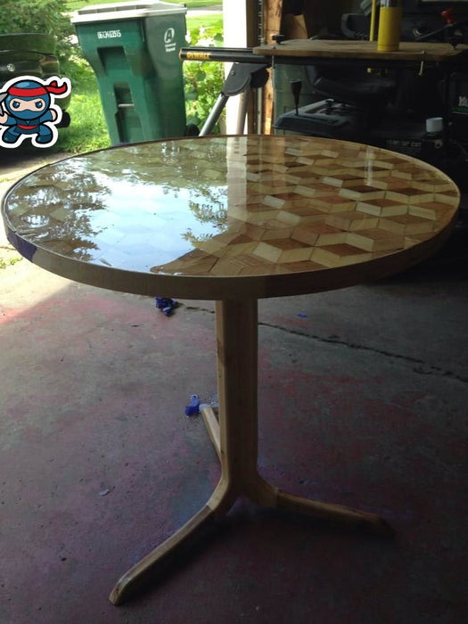 Pallet Wood Parquetry Circle Table - Image 1