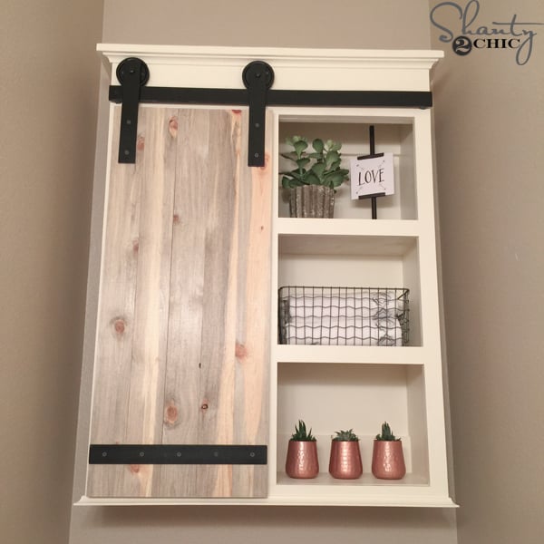 DIY Sliding Barn Door Bathroom Cabinet woodworking plan