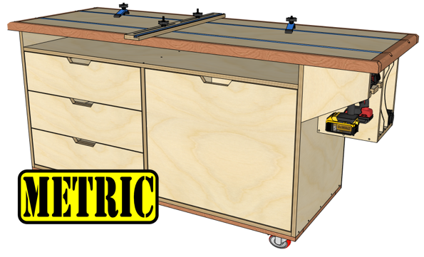 Mobile Assembly Workbench, Compact Workbench, Outfeed Table – Digital Download / Metric Build Plans / Metric Woodworking Plans woodworking plan