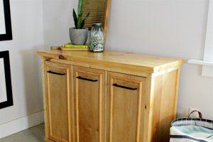 DIY Tilt Out Laundry Hamper Cabinet woodworking plan