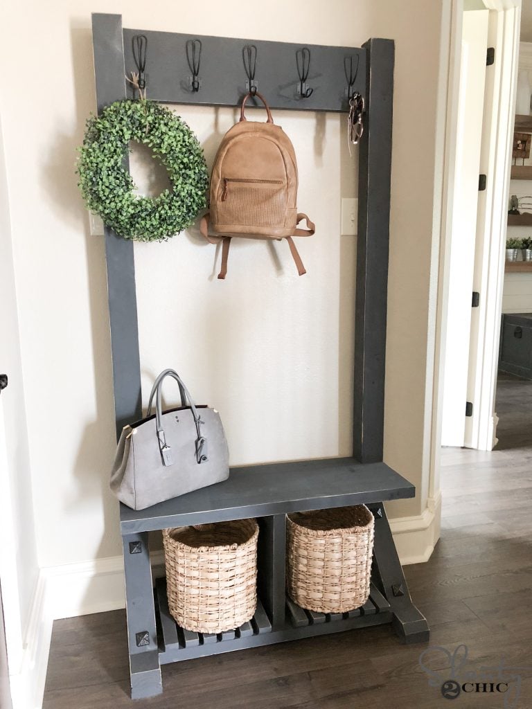 DIY Modern Farmhouse Hall Tree woodworking plan
