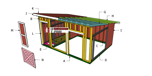 12×16 LEAN TO SHELTER ROOF PLANS - Image 1