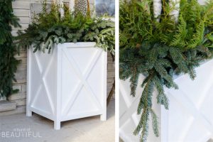Two Large Outdoor Farmhouse X-Style Planters - Image 1