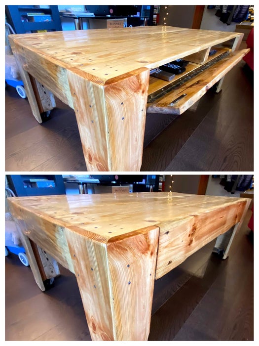 Pallet Coffee Table With Secret Compartment and Invisible Wheels woodworking plan