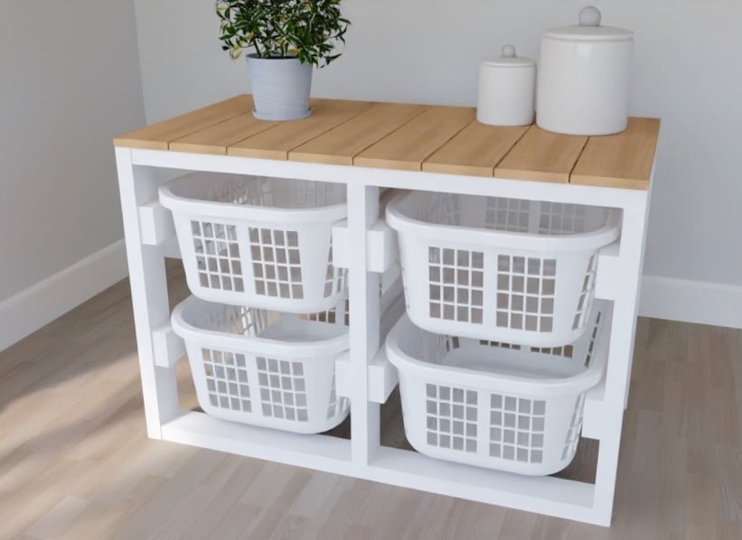 Double Laundry Basket Organizer woodworking plan