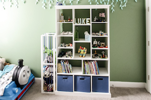 Bookcase with toy storage and animal zoo woodworking plan
