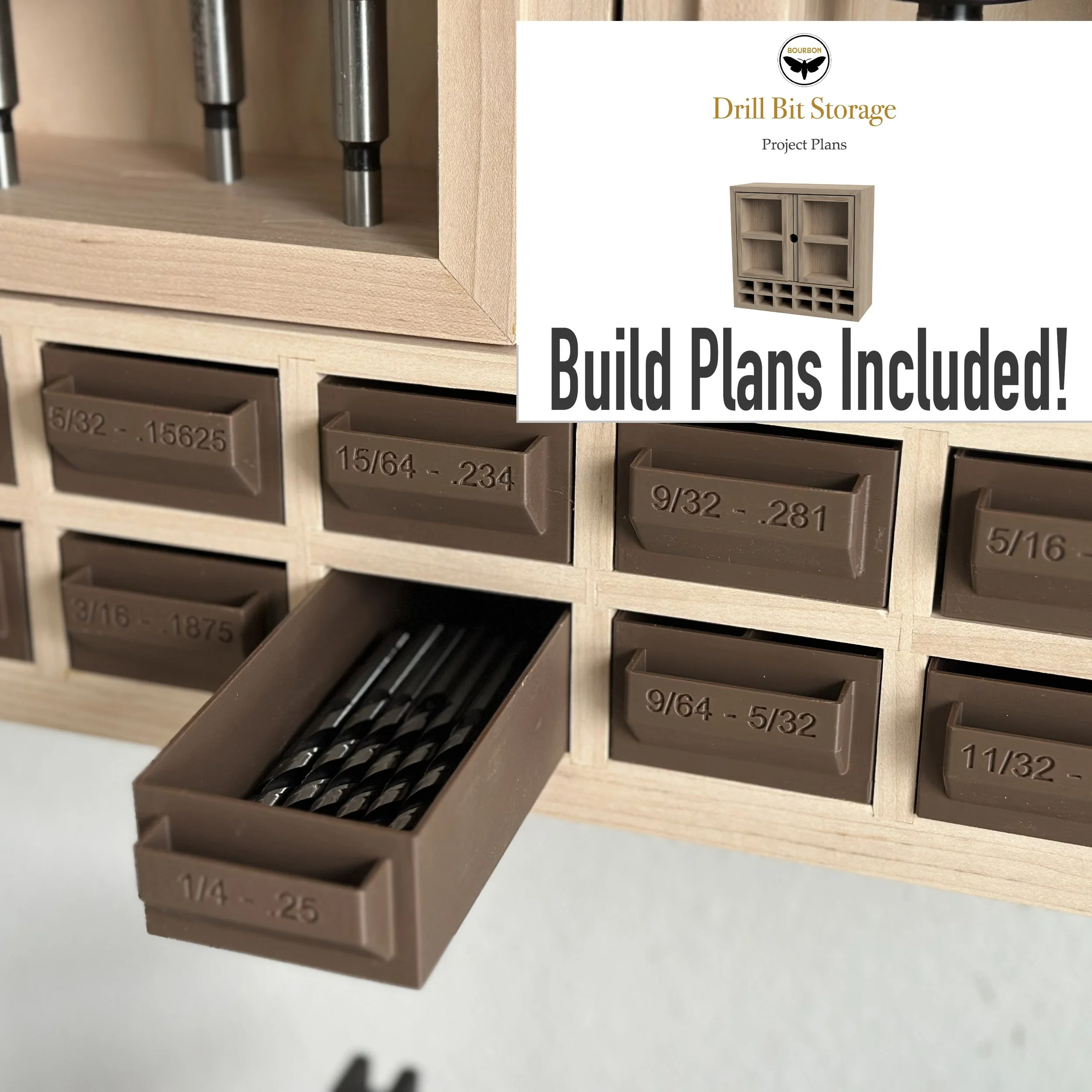 Drill Bit Storage Drawers (Set of 12) + Digital Build Plans woodworking plan