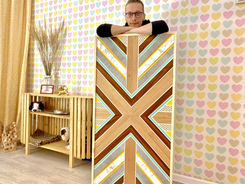 DIY Scrap Wood Wall Art. Wood Mosaic woodworking plan