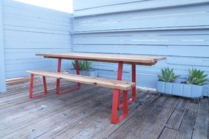 7-foot Outdoor Table with Bench - Image 1