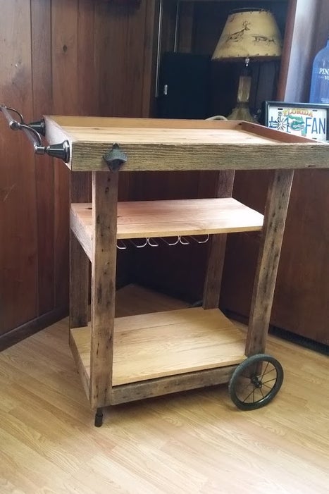 Reclaimed Barn Wood Bar Cart woodworking plan