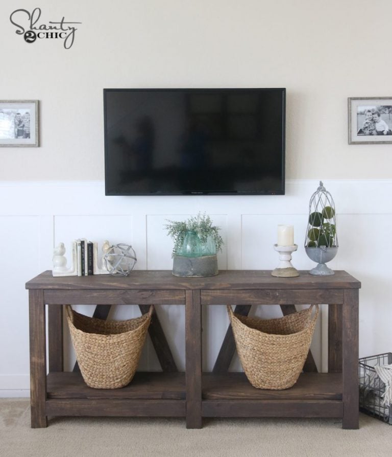 DIY Diagonal Base Farmhouse Console Table - Image 1
