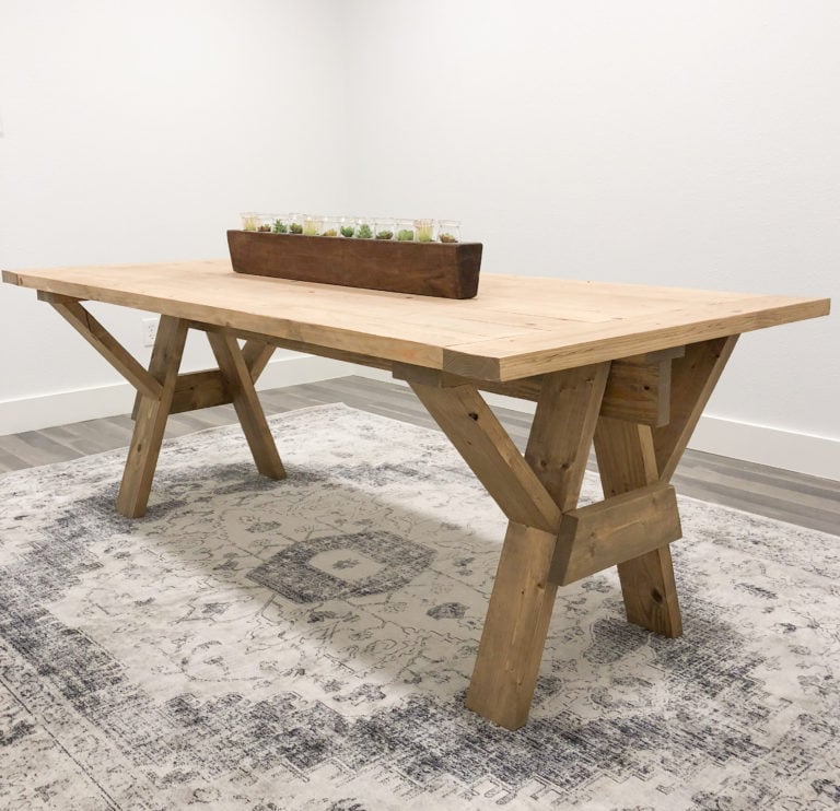 DIY Sawhorse Base Modern Farmhouse Dining Table woodworking plan