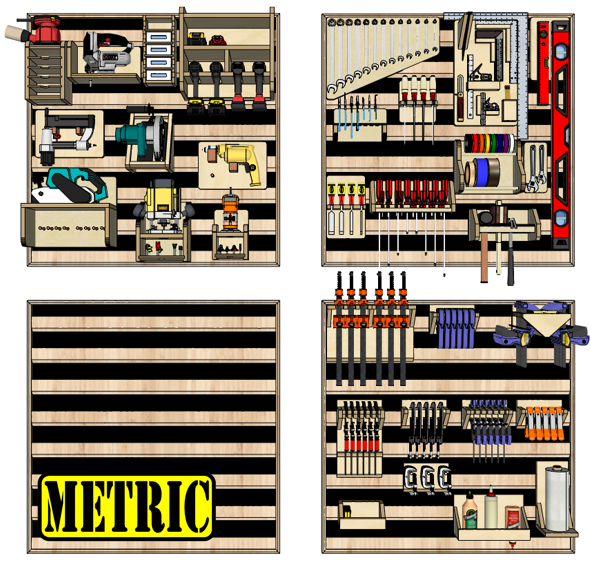 French Cleat Organizers Mega Combo Metric Build Plans / Woodworking Plans / Digital Download woodworking plan