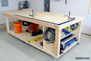DIY Mobile Workbench with Storage Shelf woodworking plan
