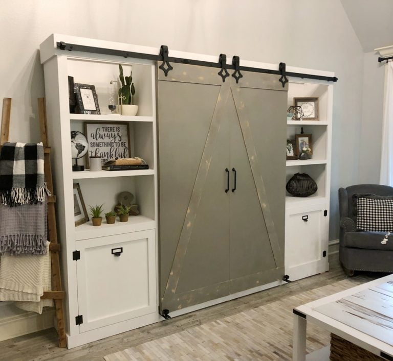 DIY Barn Door Media Cabinet Free Plan woodworking plan