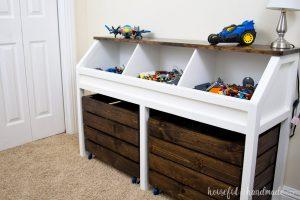 Toy Storage Console with Rolling Bins - Image 1
