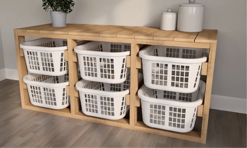 Triple Laundry Basket Organizer woodworking plan