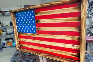 Box-Framed Rustic Wood Flag - Image 1
