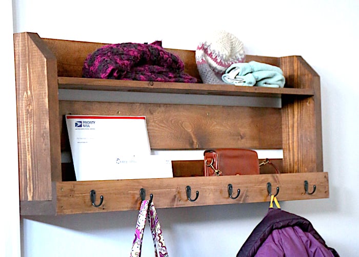 Small Pallet Inspired Coat Rack with Shelves - Image 1