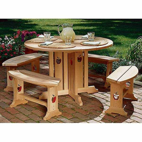 Woodworking Project Paper Plan to Build Apple Patio Table & Benches - Image 1